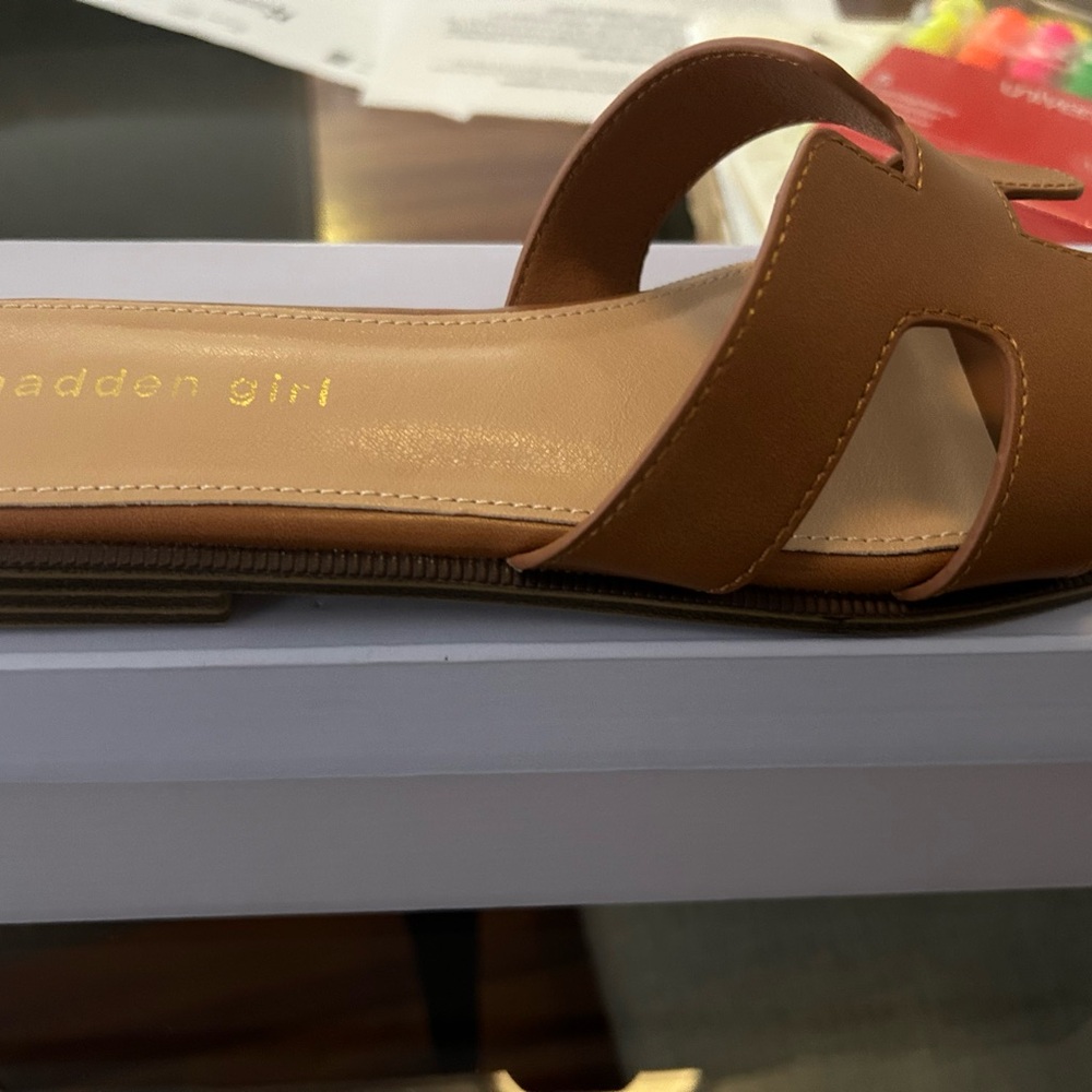Madden Girl Brown Slide Sandals